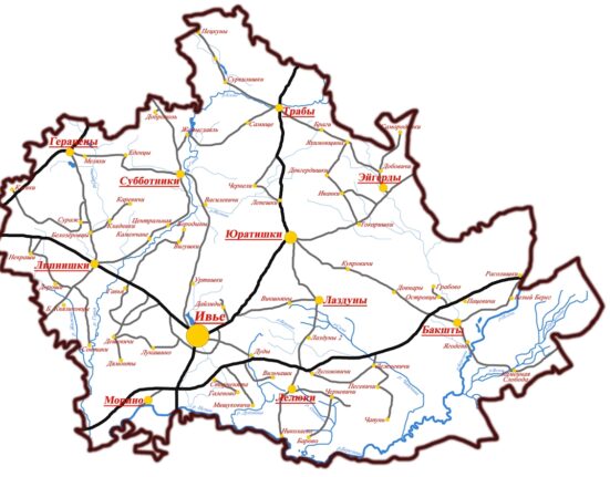 карта Ивьевского района