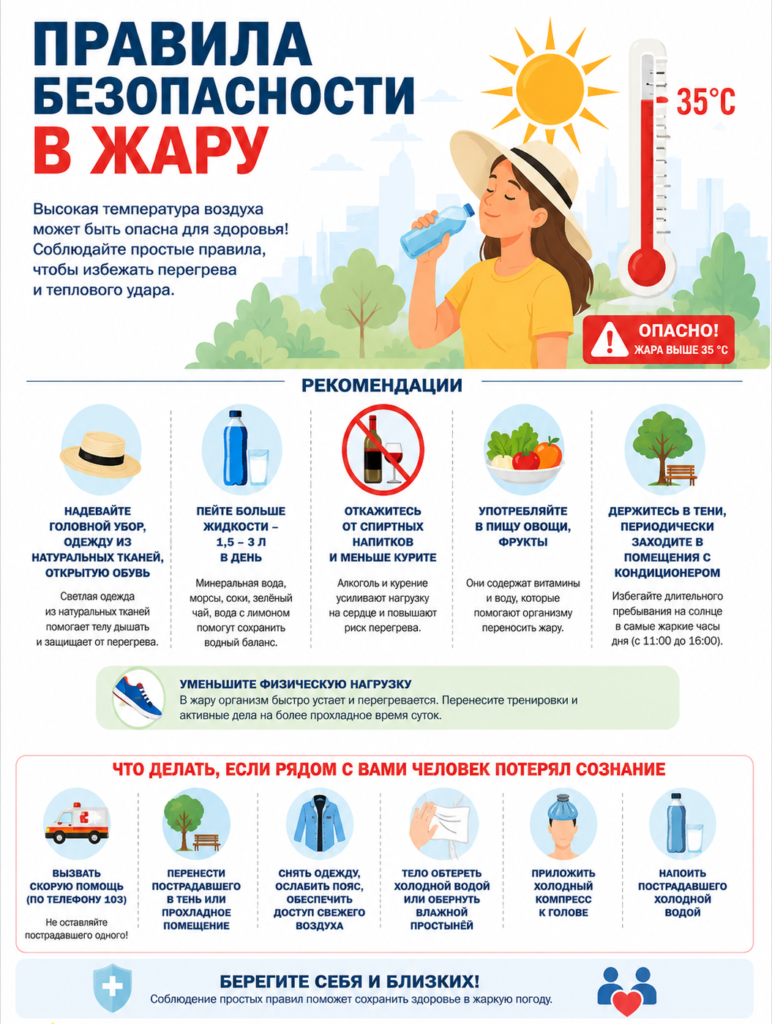 инфографика правила безопасности в жару